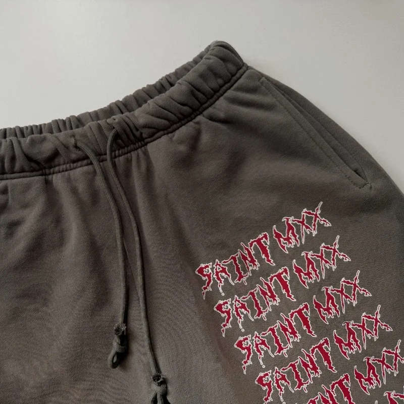 SAINT Washed Summer Shorts High-Quality Printed Fashionable Casual Men's Women's Vintage Jodhpurs