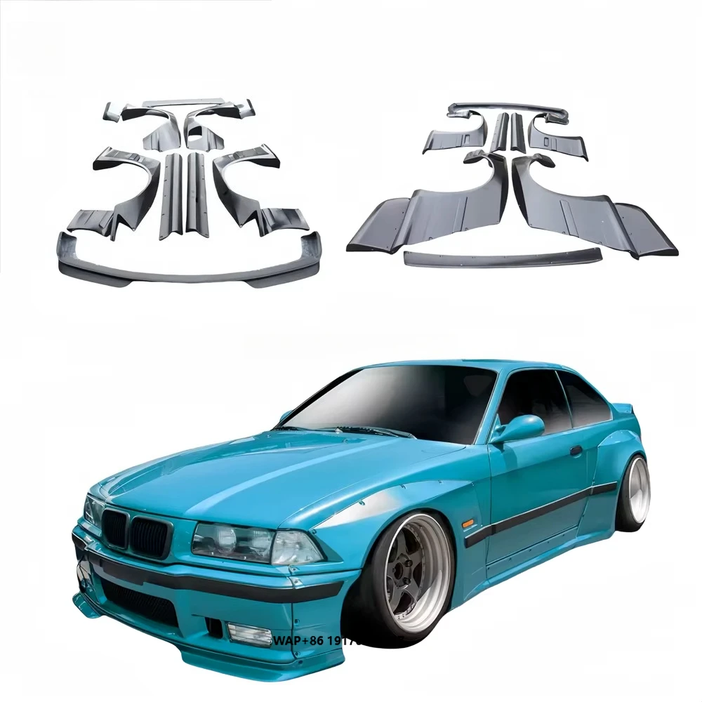 

1990-1998 for M3 E36 3 Series Upgrade RB Style Wide Body Kit Front Diffuser Fender Side Skirts Trunk Spoiler Bumper