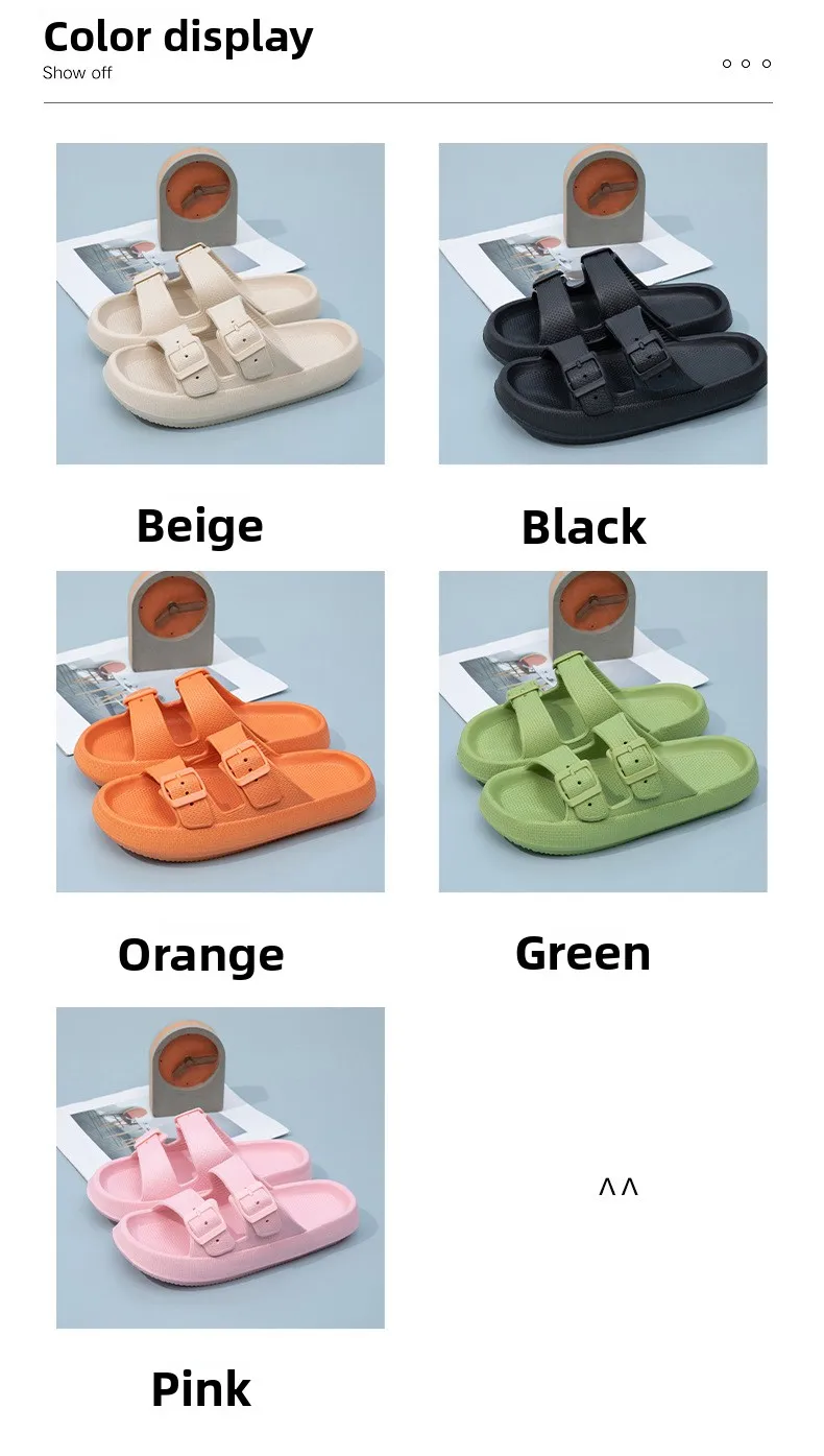 Summer Couple Flip Flops Outdoor Thick Sole Slippers for Women Men Home Sandals with Double Strap