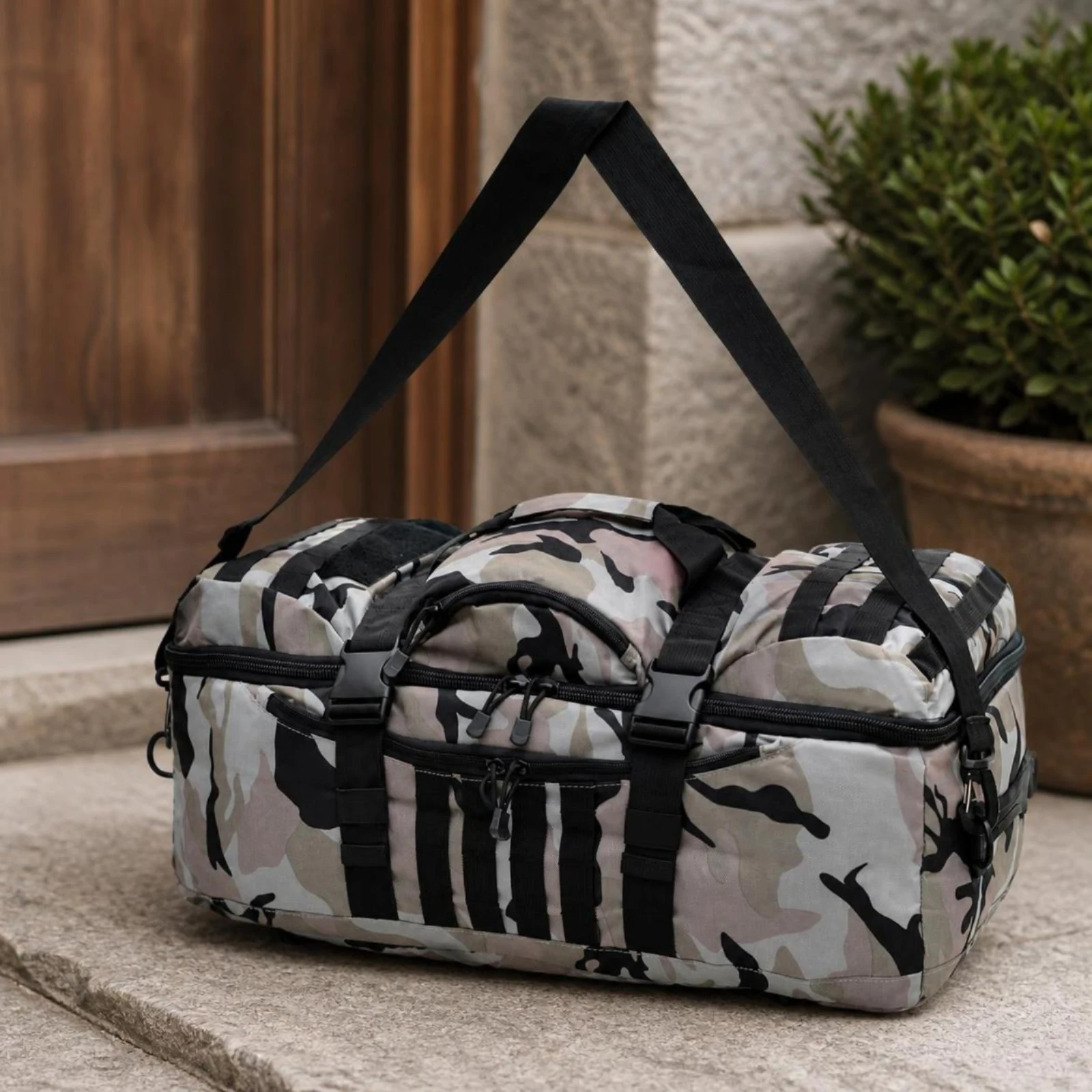 Duffel Bag with Backpack Straps Waterproof Gym Bag with Backpack Straps Heavy Duty Adjustable for Travelers, Weekend Trips view 2
