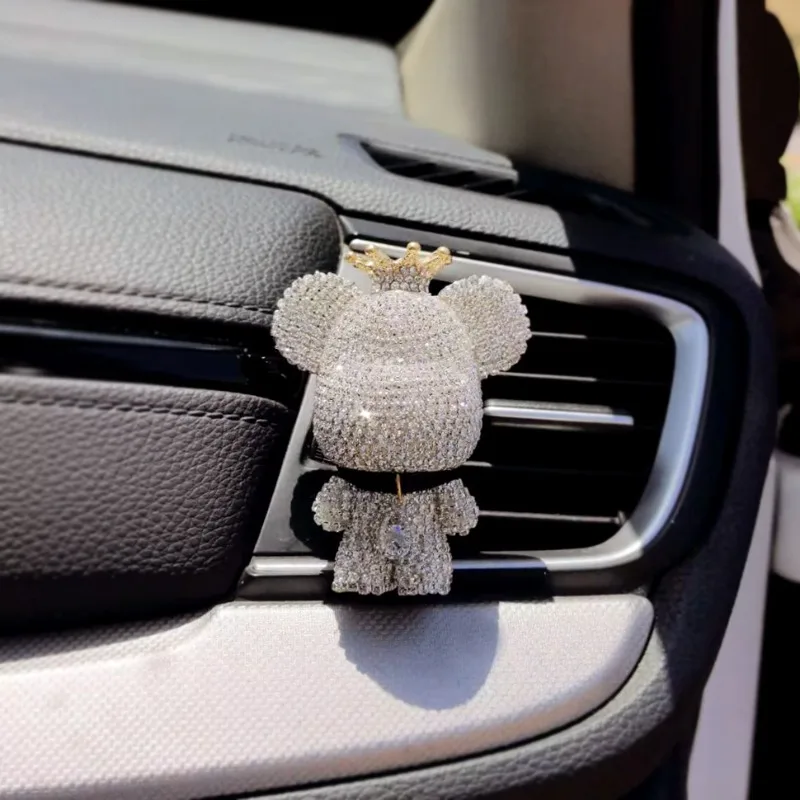 Creative Crown Diamond Cute Bear Car Fragrance Perfume Clip Air Outlet Aroma Air Fresher Decoration Accessories