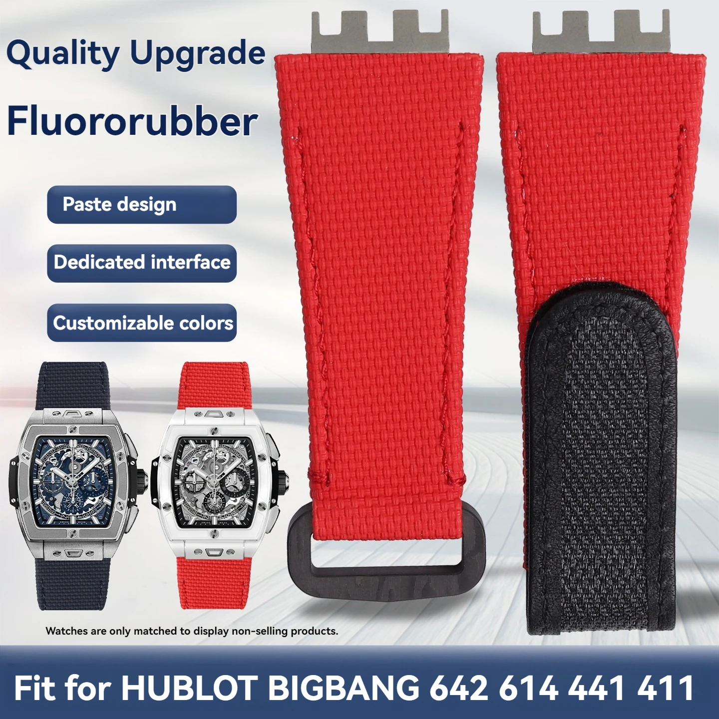 Quick Release Fluororubber Watchband For Hublot BIGBANG 614 642 441 411 Men Watch Bracelet Fluoro FKM Rubber Watch strap