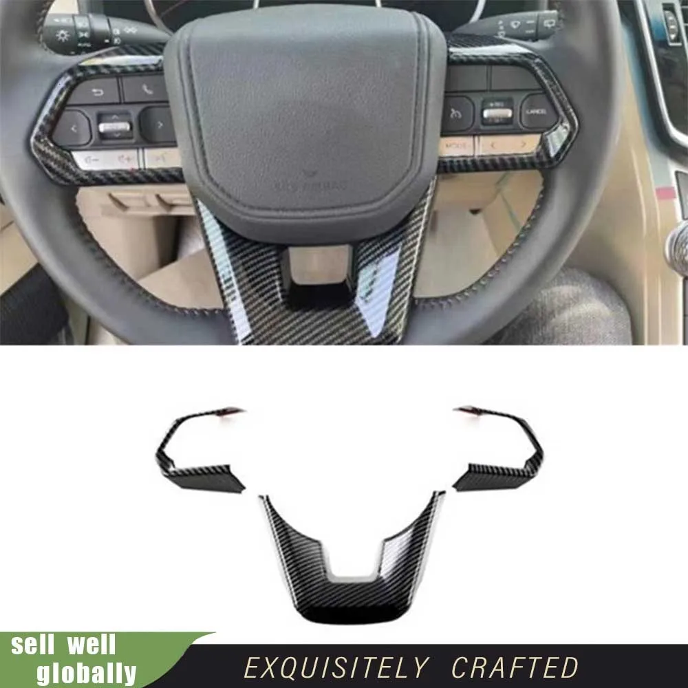 

For Toyota Land Cruiser 300 LC300 2022 2023 2024 Interior Accessories caronfiber Steering Wheel Panel Switch Button Cover Trim