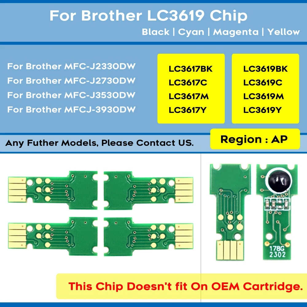 Asia Pacific One Time Cartridge Chip LC3619 LC3617 LC3619XL LC3617XL For Brother MFC-J2330DW MFC-J2730DW MFC-J3530DW MFC-J3930DW