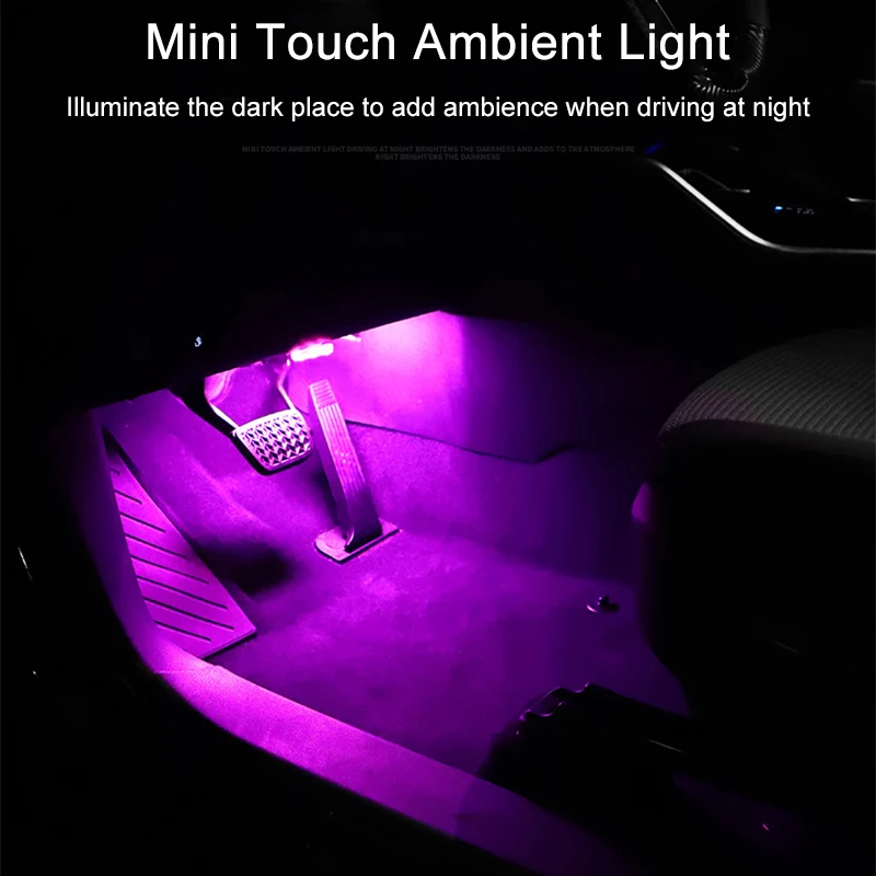 Touch Sensor USB LED Ambient Lights for Car Wireless Colorful Atmosphere Lamp Auto Interior Decorative  Ice Blue Purple