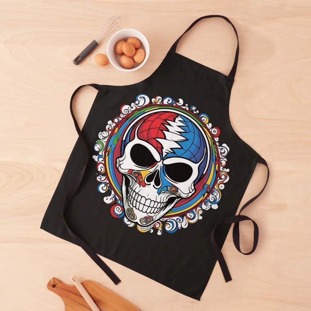 

Grateful Skull Smile Apron kitchen clothes for men Cleaning Products For Home Things For The Kitchen Chef Uniform Men Apron