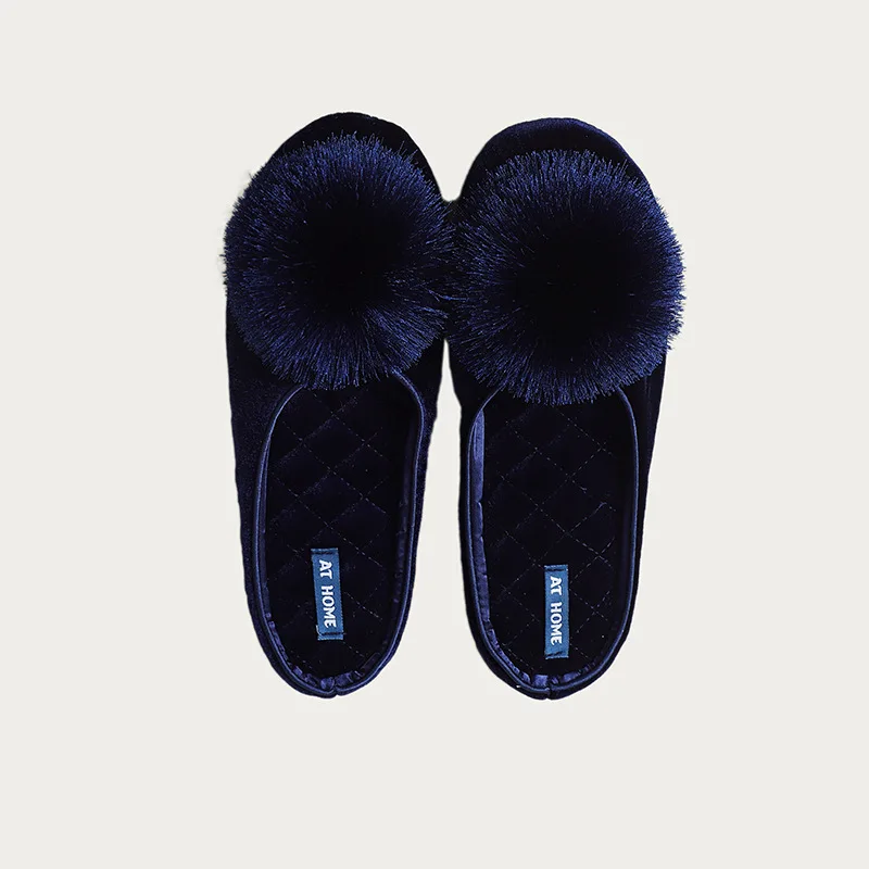 Pantuflas de casa para mujer, ideales para primavera y otoño, cálidas, con un diseño adorable y pompones, hechas de algodón, tipo sandalia, con suela antideslizante y suave, perfectas para usar en interiores y exteriores durante todo el año.