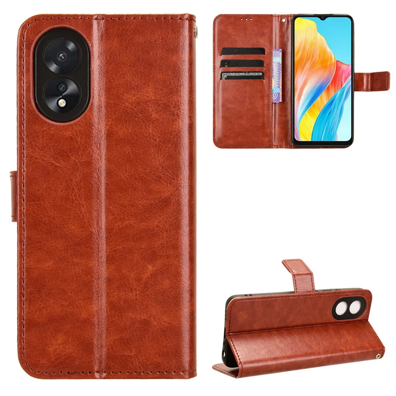 For OPPO A38 a18 4G Cover Anti-fall Leather Phone Case Non-slip With Lanyard Stand Holder For OPPO A18 4G Business Wallet Clip