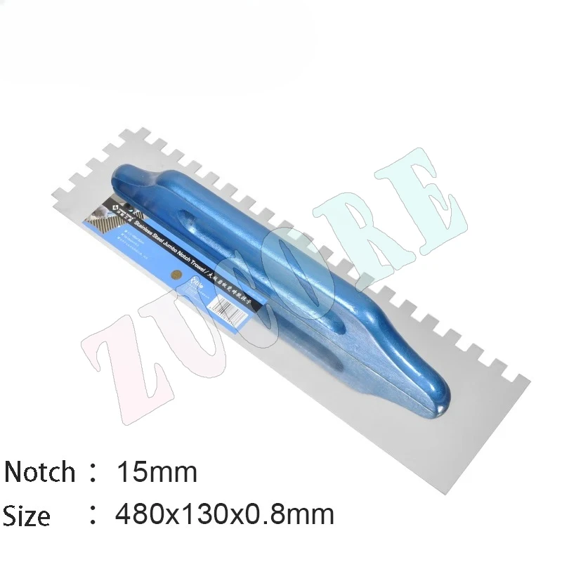 Кельма Jumbo с квадратным зубцом, 19 дюймов, нержавеющая сталь с закрытой деревянной ручкой для плитки большого формата