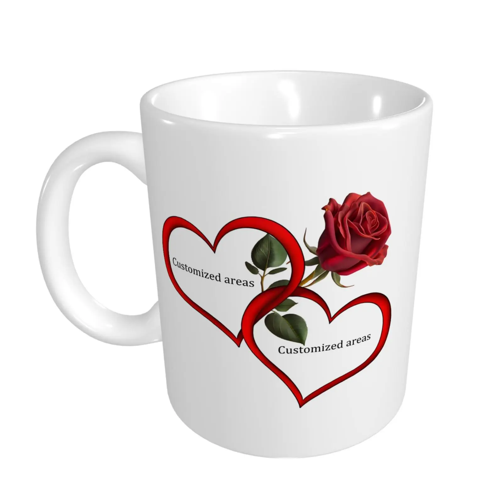 Custom Coffee Mug with a Unique Heart to Heart Rose Pattern Text Design Kitchen Drinkware Perfect for Gifting to Someone Close