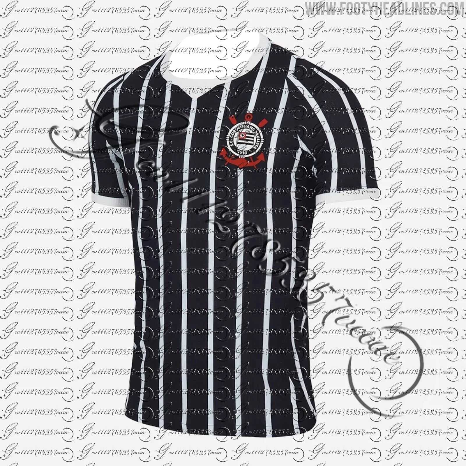 Corinthians Y2K Fußballtrikot Schwarz Gestreiftes Oversized T-Shirt Sommer Familien-Matching Sportmode-Outfit für Männer Frauen Kinder – Detail 4