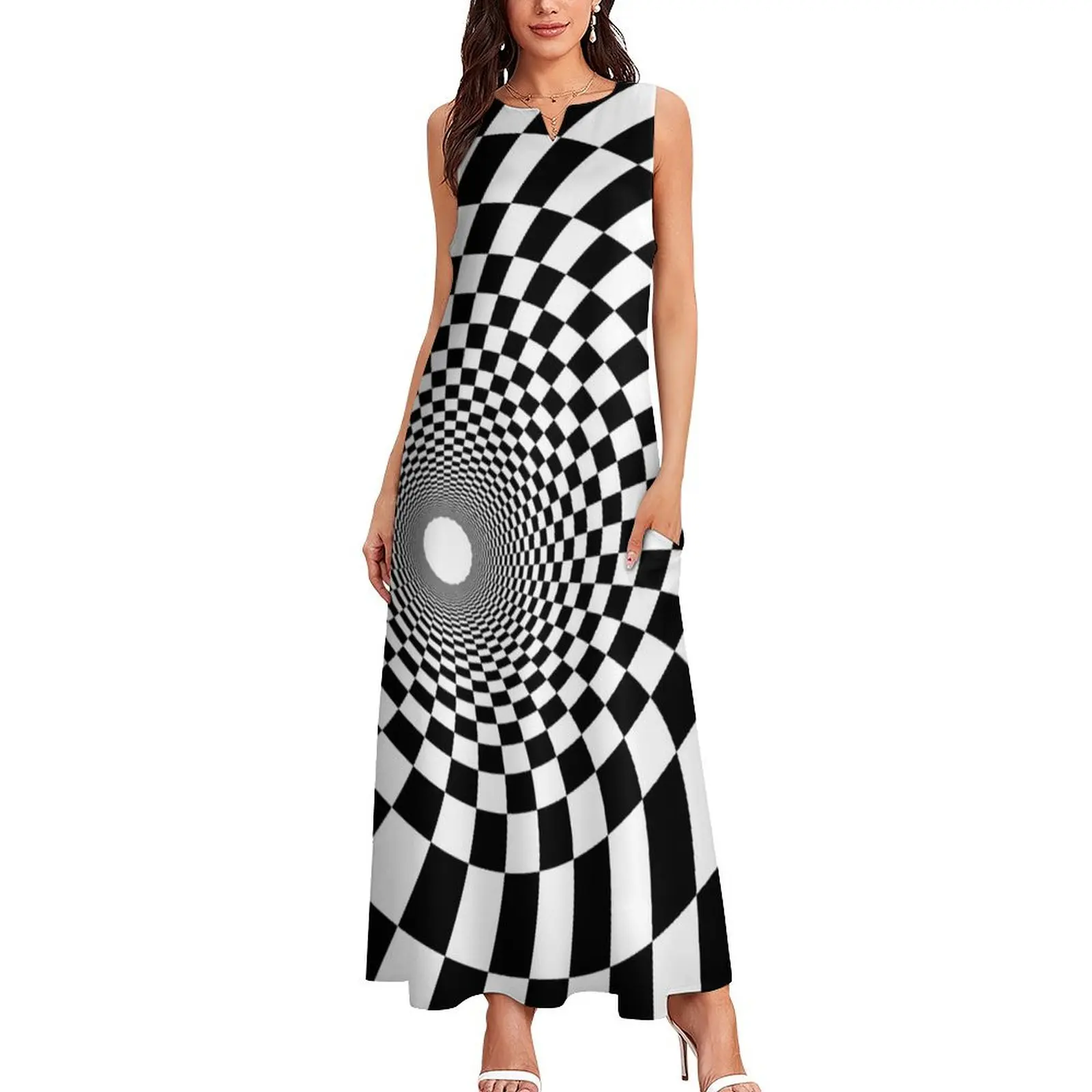 Hypnotic optical Illusion Long Dress dresses for womens luxury women's party dress evening prom Evening gown dresses for prom