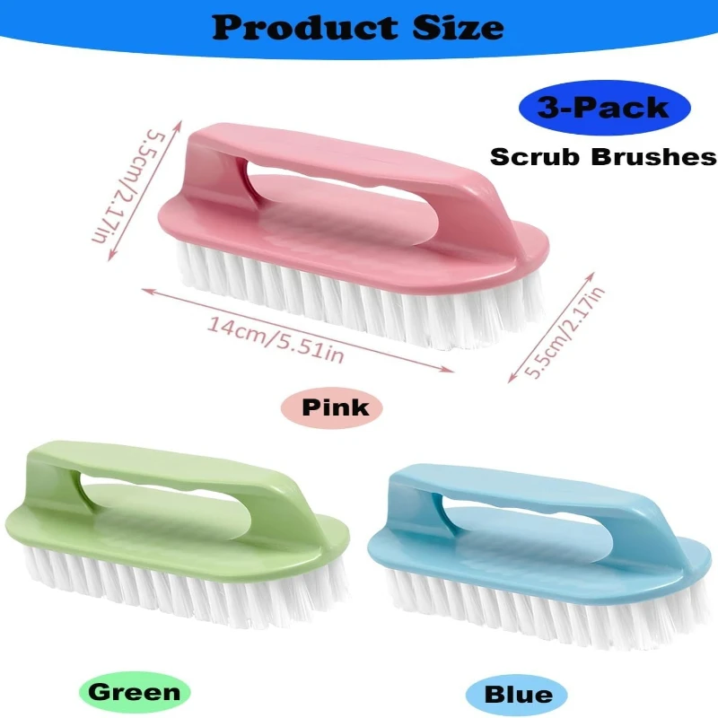 Soft Bristle Laundry Scrub Brush with Ergonomic Handle Multifunctional Cleaning Brush for Clothes Shoes Bathroom Kitchen Tools