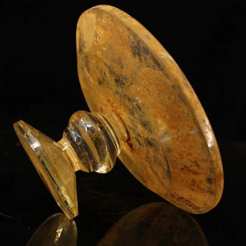 Vintage Crystal Eight Auspicious Symbols Offering Plate Tibetan Buddhist High-foot Offering Dish Feng Shui Worship Decor