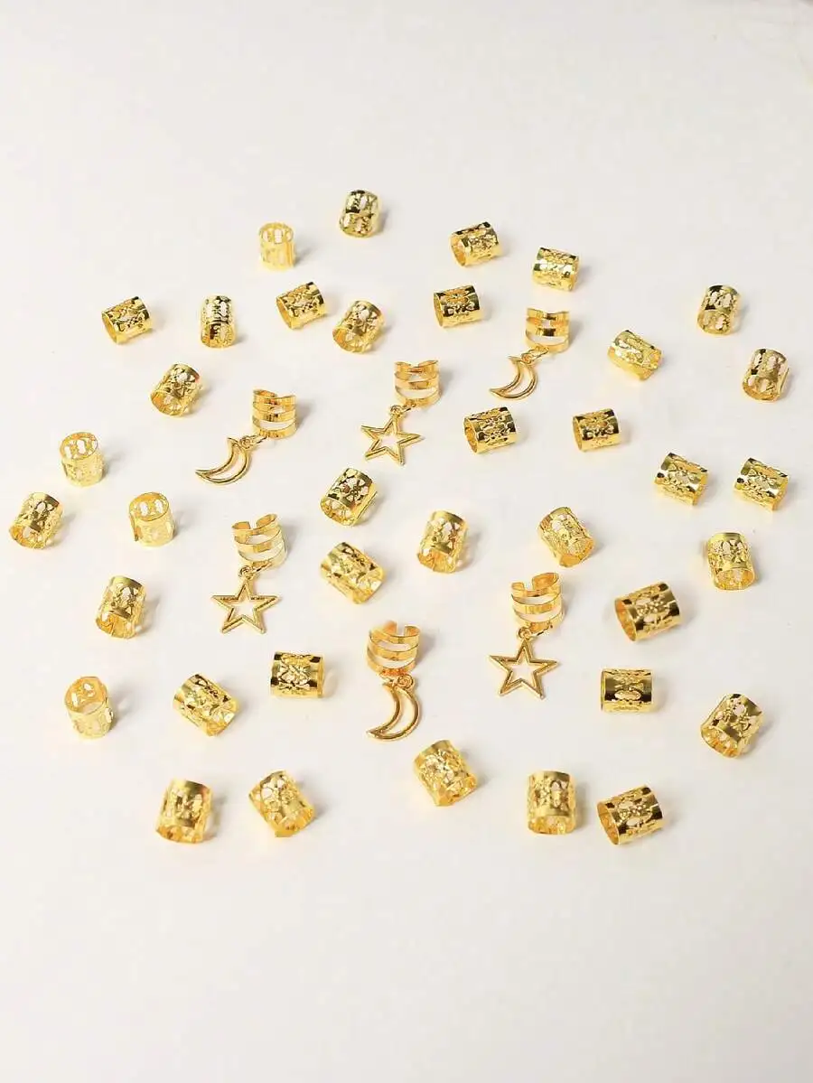 

40pcs Star Moon Hair Beads For Dreadlocks Braids Boho Style Hair Decorations