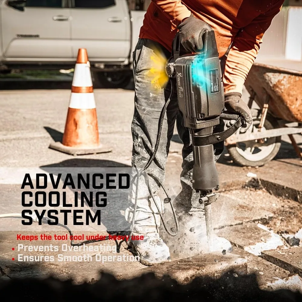 XtremepowerUS Pro-Series 2200 Вт Электрический молоток для сноса Бетонолом Мощность с плоским долотом и точечным долотом с Ca