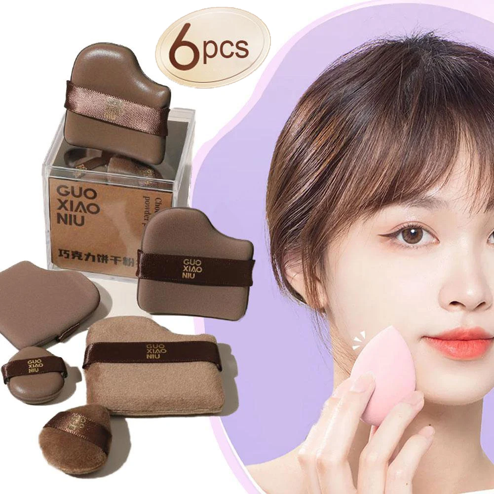 Chocolate Biscuit Powder Puff Concealer Blush Mini Thumb Tool Fit The Face Dry And Wet Makeup Cosmetic Applicator Tool 6PCS