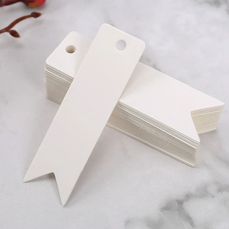 50-100pcs 7x2cm White Kraft Paper Tags Blank Handmade Gift Hang Tag Labels Jewelry Box Card Bags Packing Decoration DIY Craft