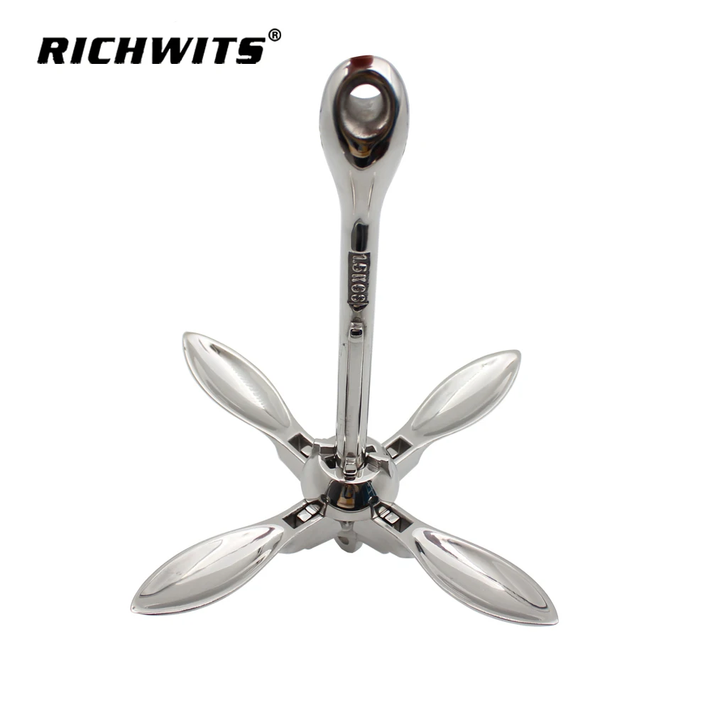 Stainless Steel Durable 0.7 1.5 2.5 3.2 KG Docking Hardware Boat Folding Grapnel Anchor For Boat Marine Yacht