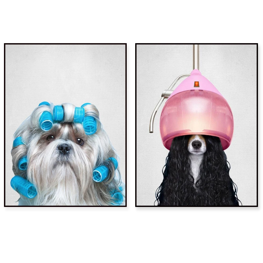 Hund Schönheitssalon Druck, Kinderzimmer Tier Dekor Wandkunst, großes druckbares Poster, moderne Wohnzimmer Dekor, Hund Poster