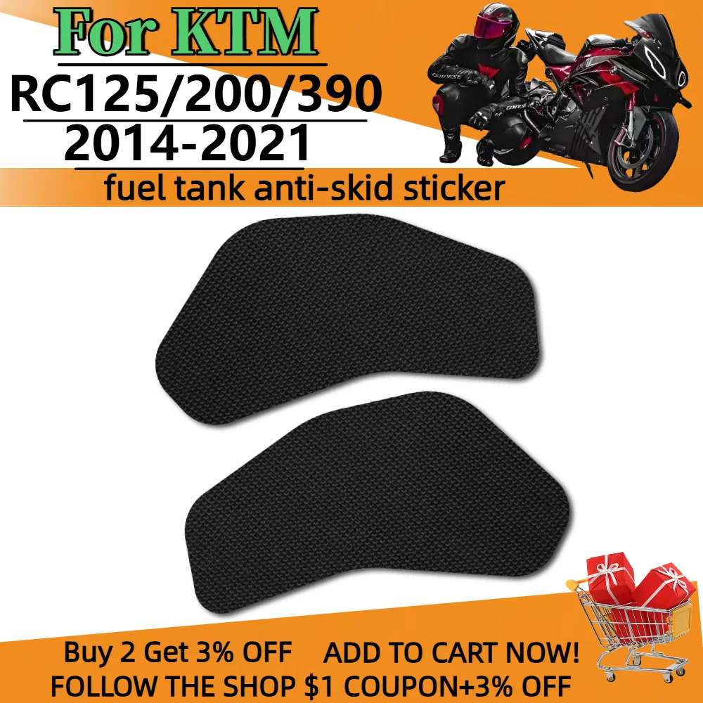 For KTM RC125/200/390 2014-2021 Anti slip fuel tank gasket Side Knee Grip Decal Protector Sticker Pad Motorcycle Stickers