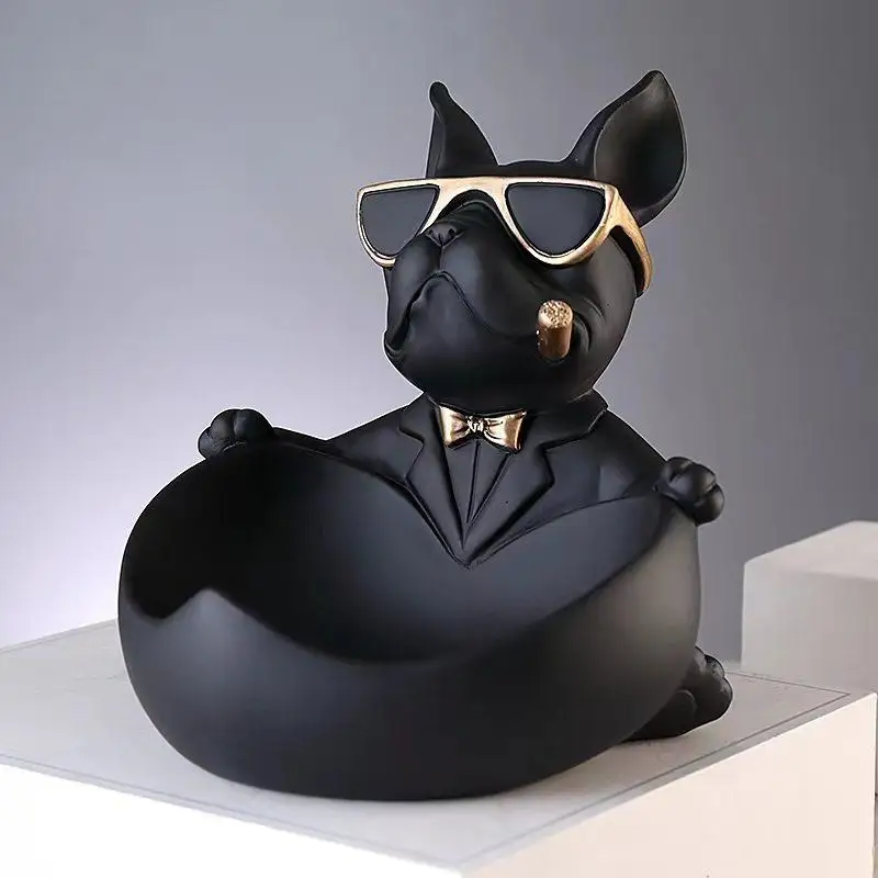 フレンチブルドッグ犬の家の装飾品、キーオーガナイザー、クラフトギフトボックス、玄関用収納ソリューション、リモコンや靴用