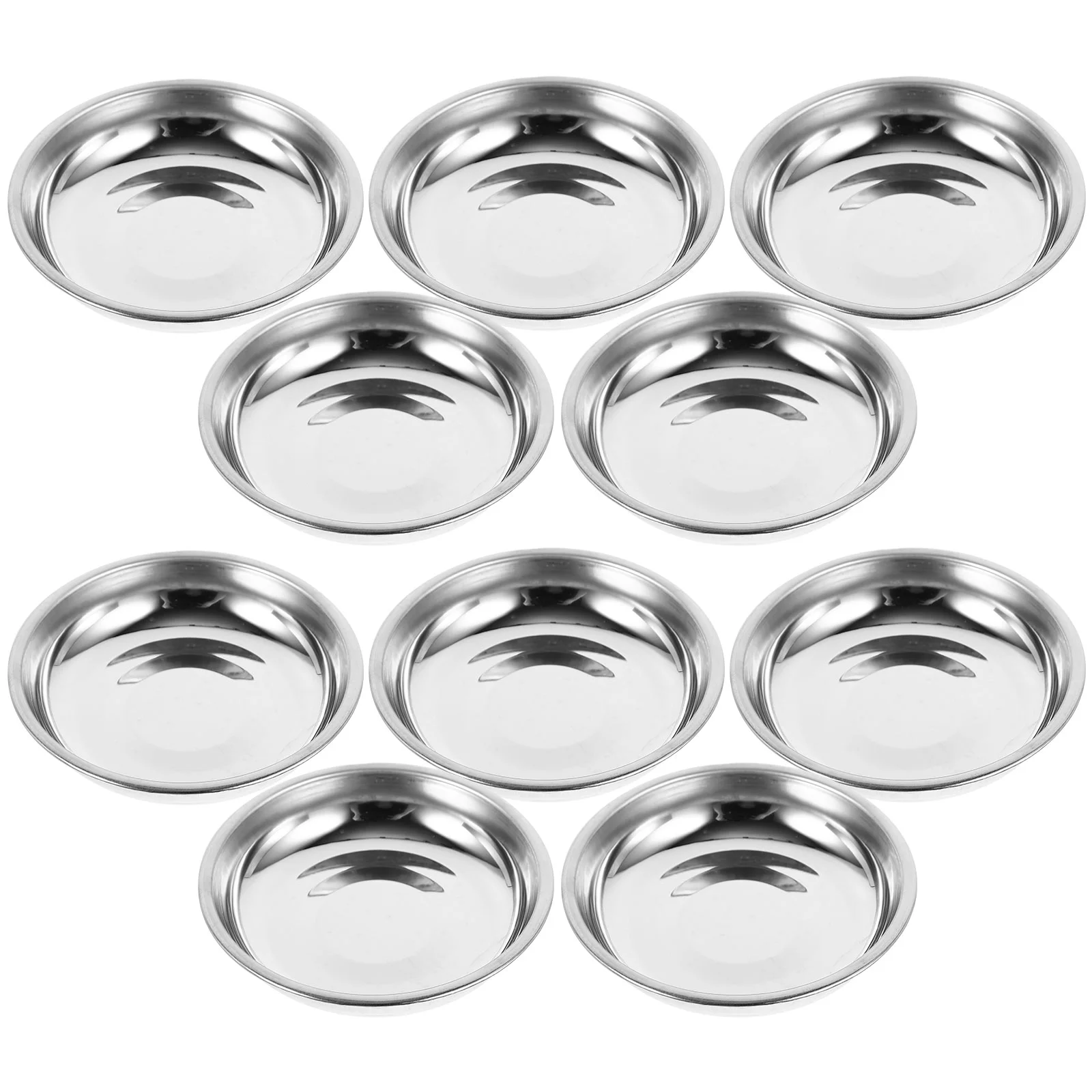 

10 Pcs Sauce Disc Set Dessert Dish Kitchen Tableware Dishes Plate Silver Mustard Bowls Travel