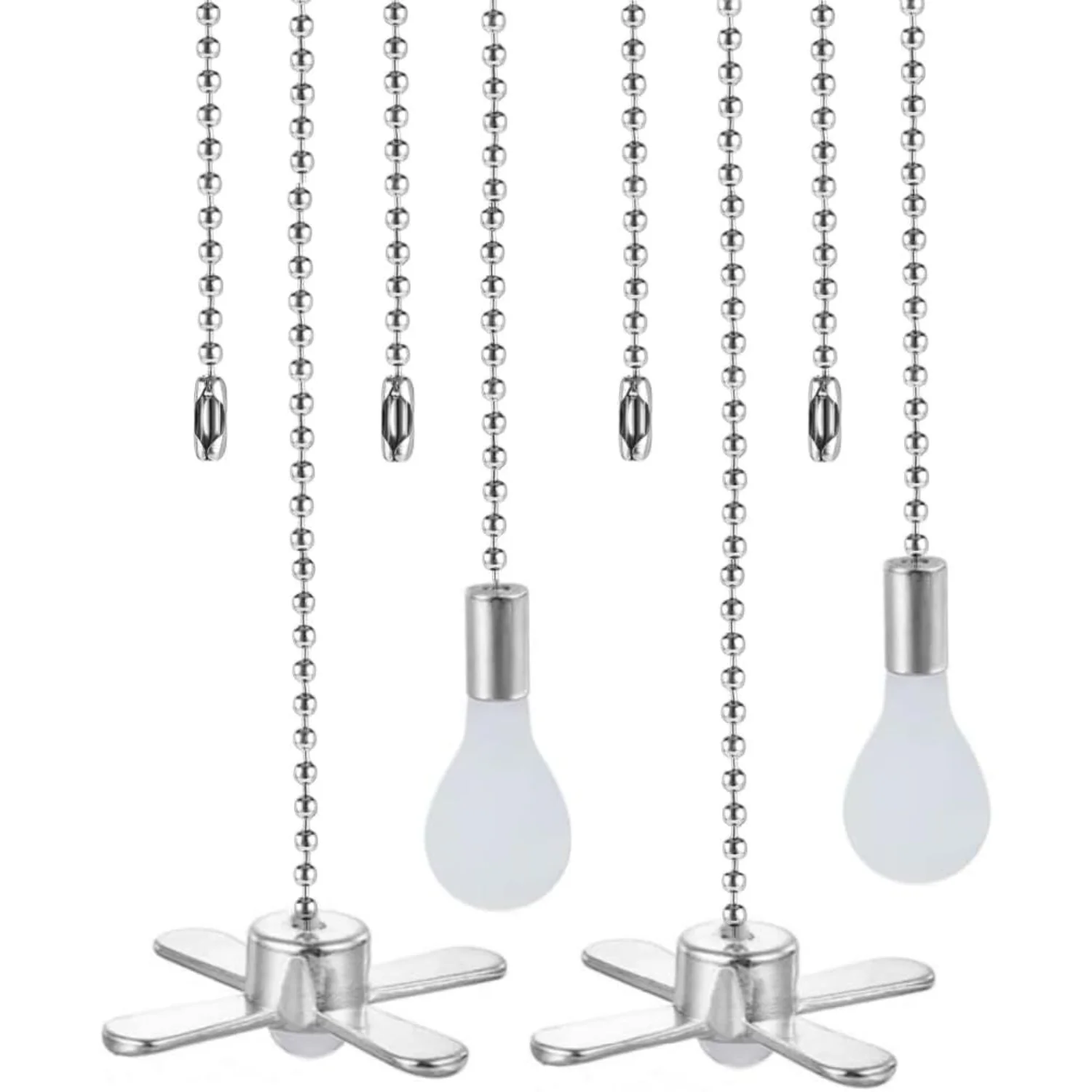 Pull chain,Ceiling Fan Pull Chain Nickel Ornaments Extension Chains with Decorative Light Bulb and Fan Cord 12 Inches Fan Pull C