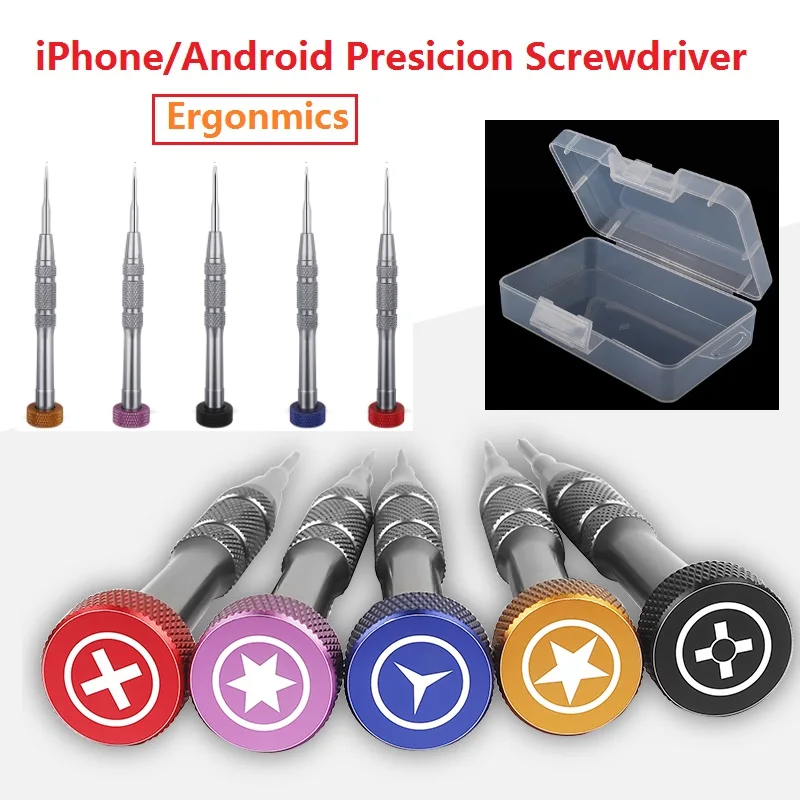 0.8 Five-Star +1.5 T2 Torx 0.6Y Mini Pocket Precision Screwdriver Magnetic Repair Tool Kit for iPhone,Electronics,Tablet Repair