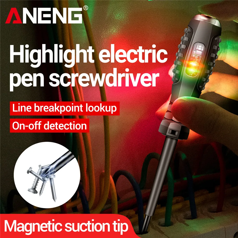 ANENG B05 مفك براغي محمول/متقاطع قلم اختبار كهربائي متعدد الوظائف مفك براغي منزلي مع جهاز اختبار المؤشر