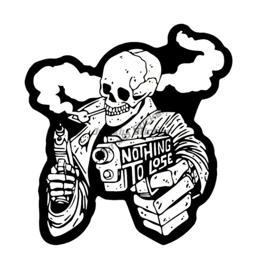

Gothic Sticker Skeleton Pistol Nothing To Lose Smoking Gun Motorcycle Stickers Custom Decals Bike Accessories Cover Scratch