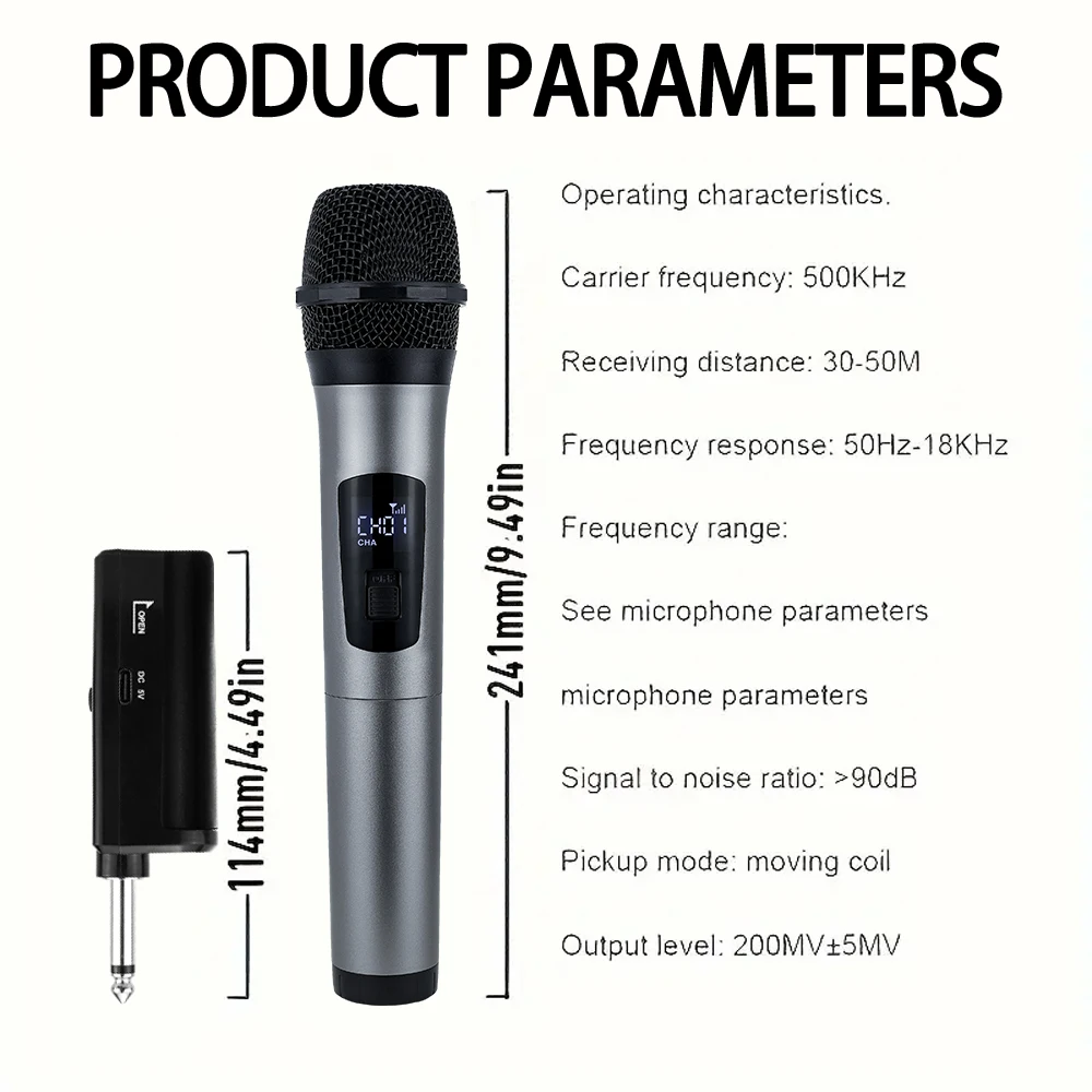 Universal Wireless Plug And Play Dynamic Mic With Rechargeable Battery Receiver 24hrs Professional Church Show Meeting Party