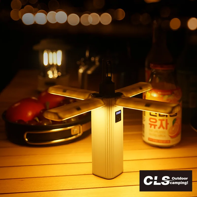

CLS Outdoor Camping Tent Atmosphere Light Long Battery Life Four-leaf Folding Canopy Multi-function LED Flashlight Camp Light