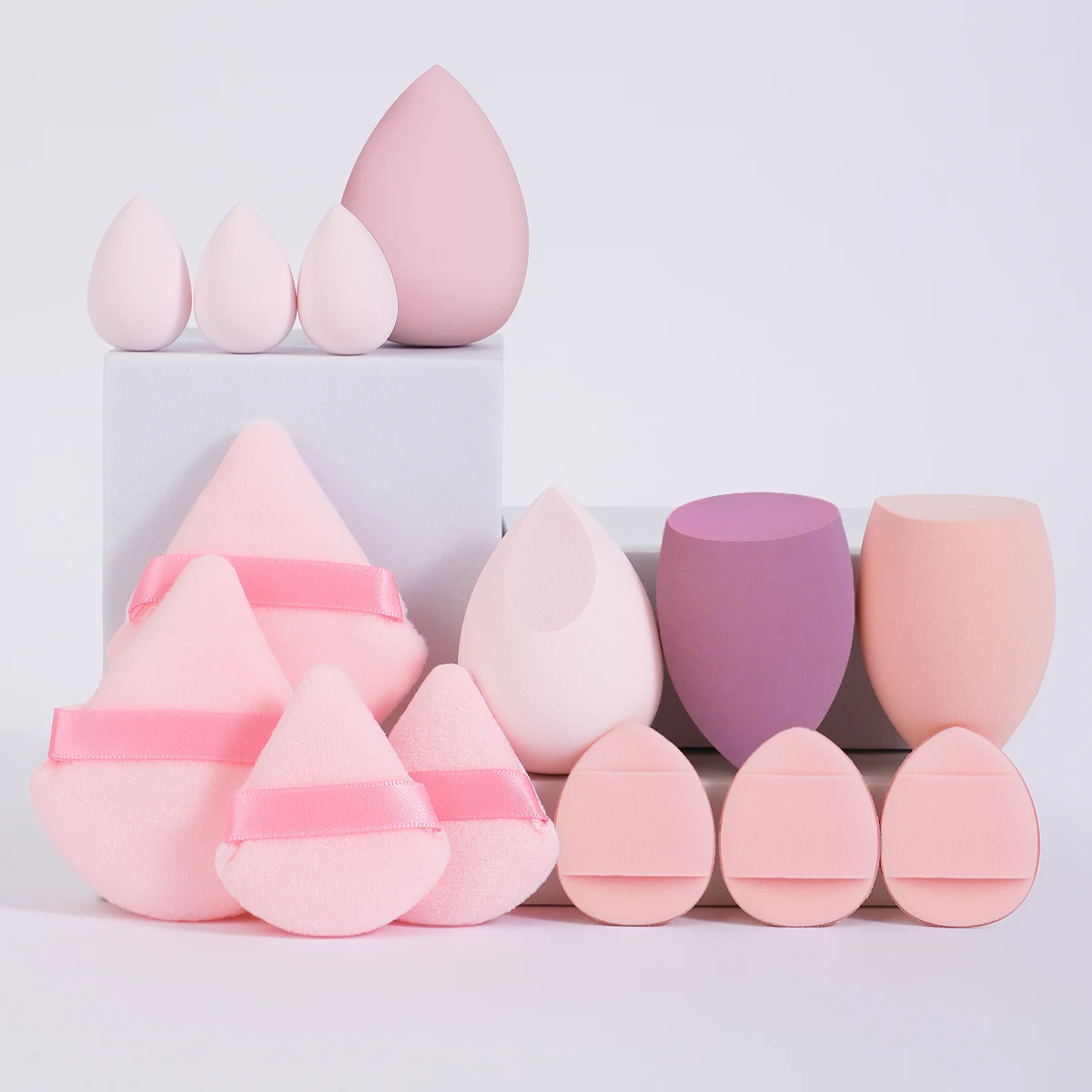 مجموعة اسفنجة مستحضرات تجميل مختلطة الشكل ، نفخة بودرة صغيرة سائبة ، نفخة مستحضرات تجميل رطبة وجافة ، 14 إسفنجة