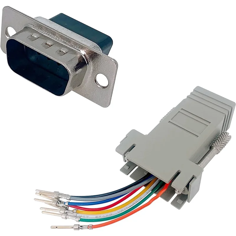 10 قطعة محول وحدات DB9 إلى RJ45 ، DB9 إلى RJ45 أنثى جاك إيثرنت محول دائم سهل التركيب