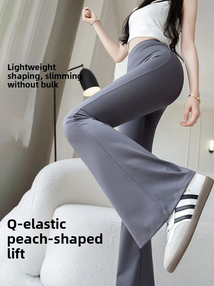 ハイウエスト スエード調 ヨガパンツ レディース 秋 ファッション お腹シェイプ スリム フレアパンツ カジュアル レギンス