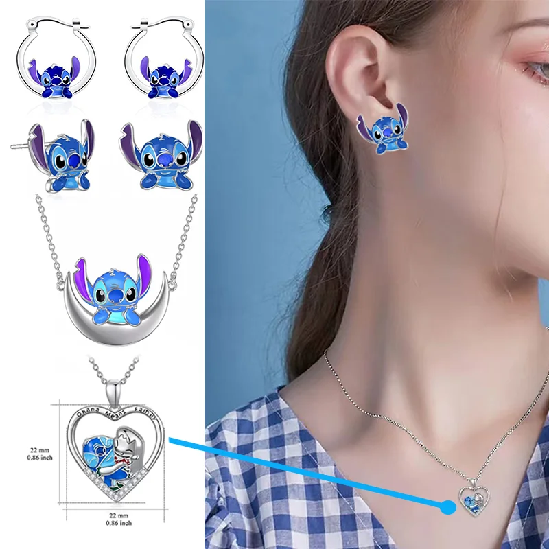 디즈니 만화 릴로 & 스티치 이어 펜던트, 귀여운 스티치 금속 귀걸이, 섬세한 여성 쥬얼리 액세서리, 소녀 크리스마스 선물