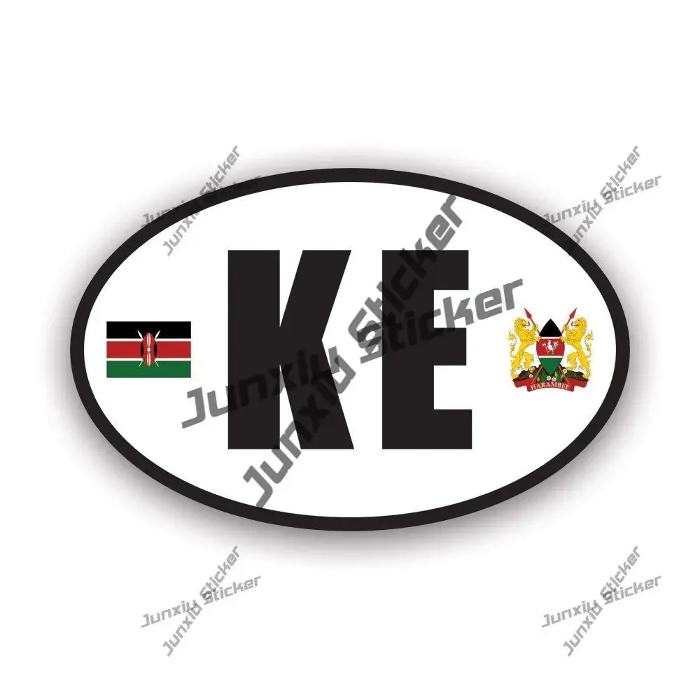 

Kenya Flag Sticker Kenyan Country Code KE Oval Decal for SUV Motorcycle Off Road Waterproof UV Protected Stickers Accessories