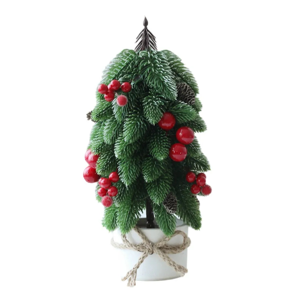 

Artificial Desktop Christmas Tree Decorative Mini Christmas Tree Ornament with Berries Simulation Christmas Tree Potted Plants