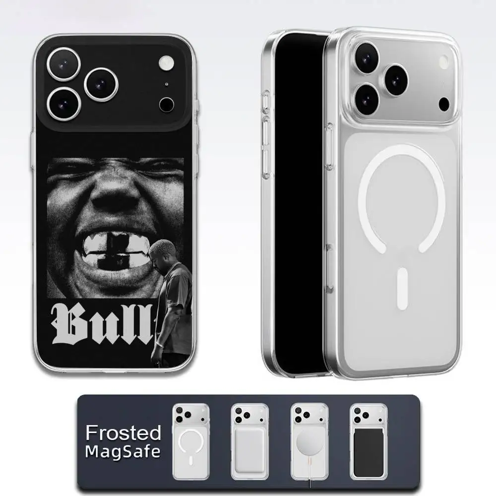 حافظة هاتف K-Kanye West Bully لهاتف iPhone 17,16,15,14,13,12,11,Pro,Max,Plus,E,Air,Mini Magsafe شفافة بلوري