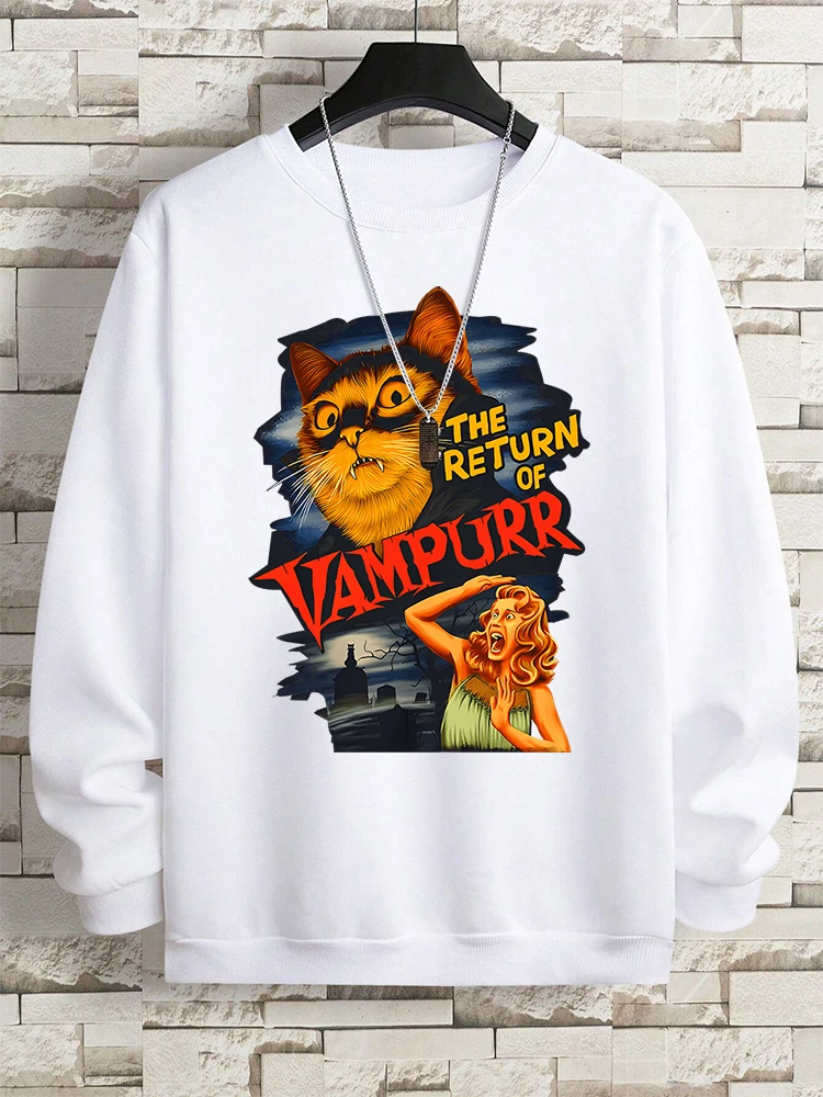 The Return Of Vampurr Cat Funny Comics Mens Hoodie Harajuku Street Hoody Fashion Creativity Hoody Autumn Fleece Warm Hoody Men