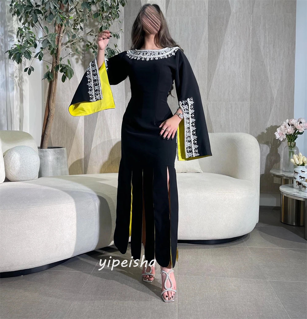 Customized Jiayigong Classic Modern Style Formal EveningO-Neck A-line Beading Ankle-Lengths Bespoke Occasion Dresses