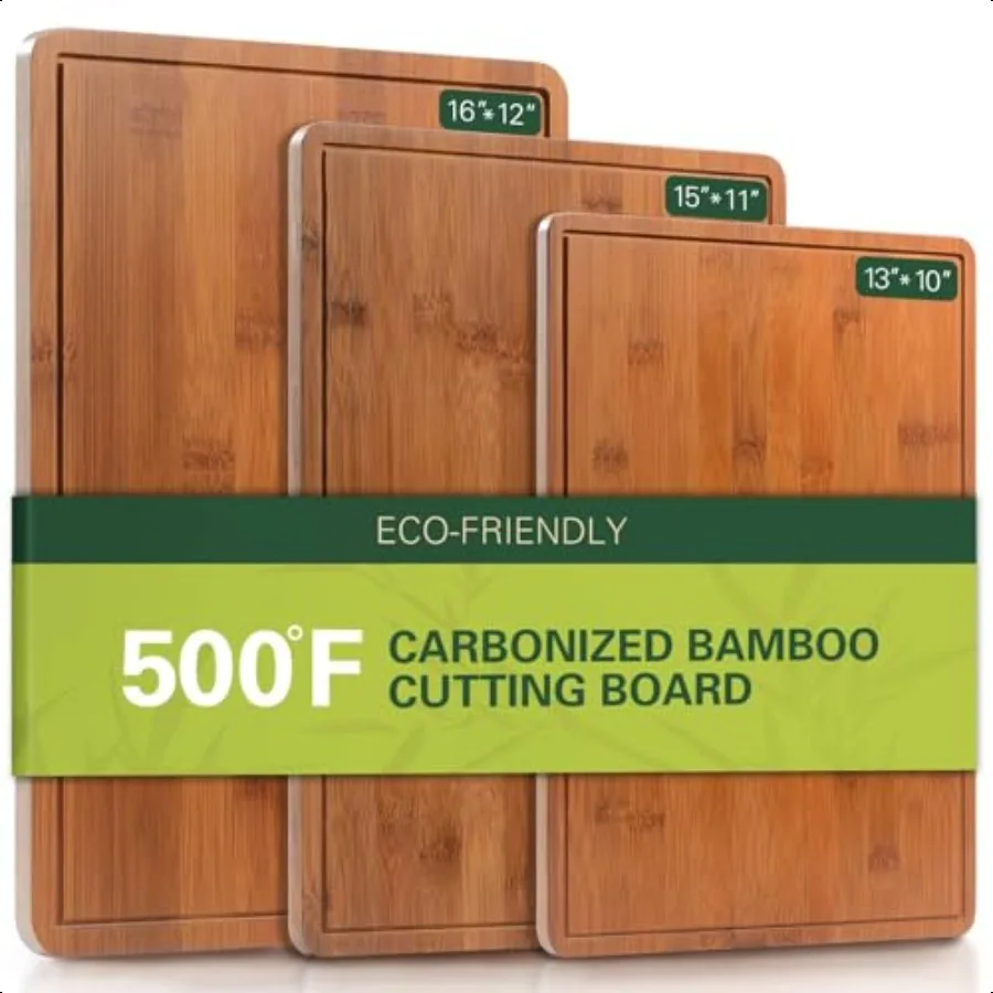 

Bamboo Cutting Boards for Kitchen XL Wood Cutting Board Set with Juice Grooves and Handles MultiSize Charcuterie Boards for Mea