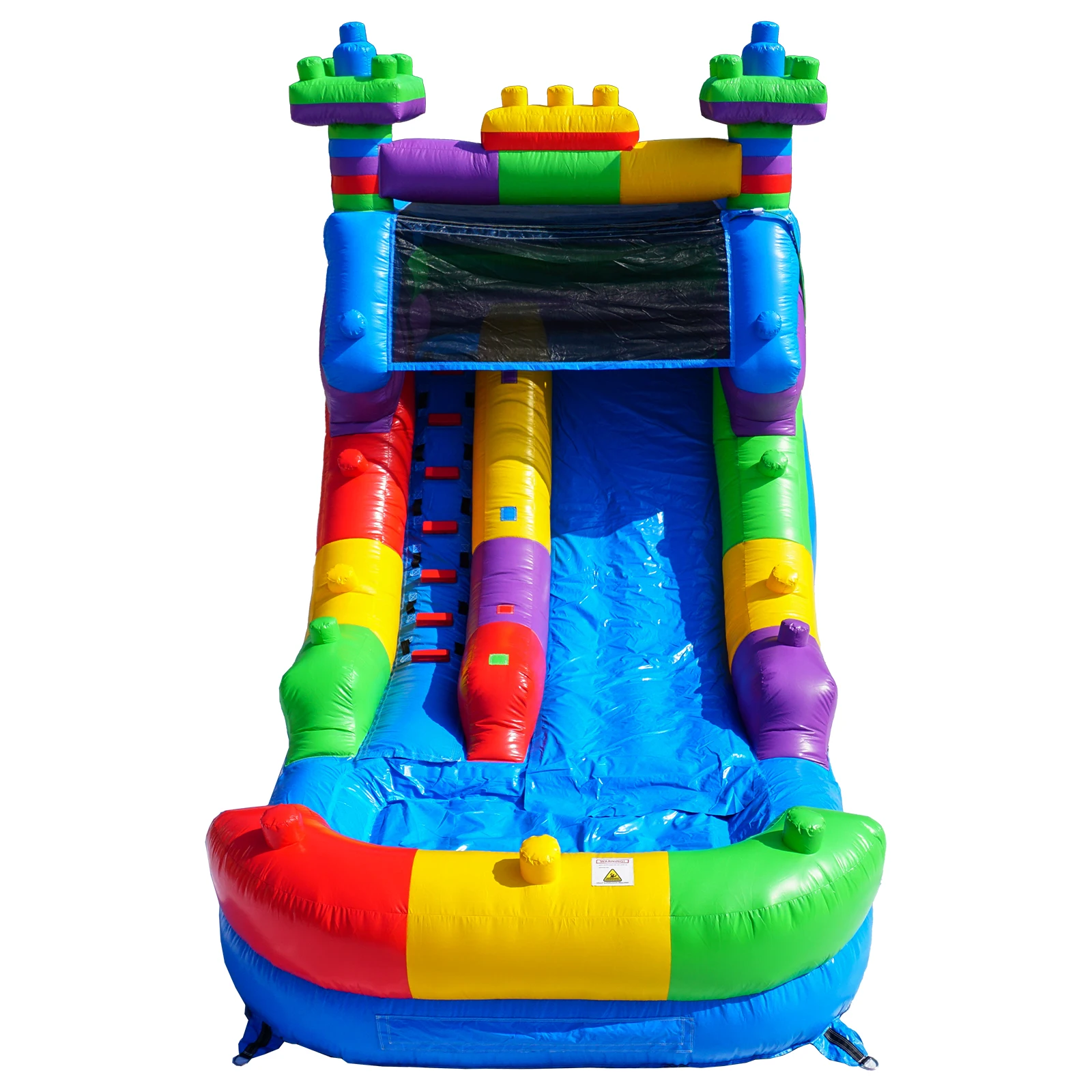 Halbgewerbliche aufblasbare Wasserrutsche-Hüpfburg, für den Außenbereich, hohe Rutsche mit flachem Pool, PVC-Baustein-Thema