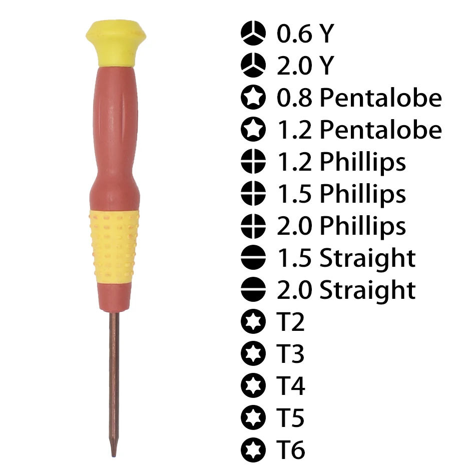 4 x 135mm S2 Steel Magnetic Screwdriver 0.6Y P2 0.8 Pentalobe 1.5 Phillips 2.0 Straight T4 T5 T6 for iPhone Samsung Wholesale