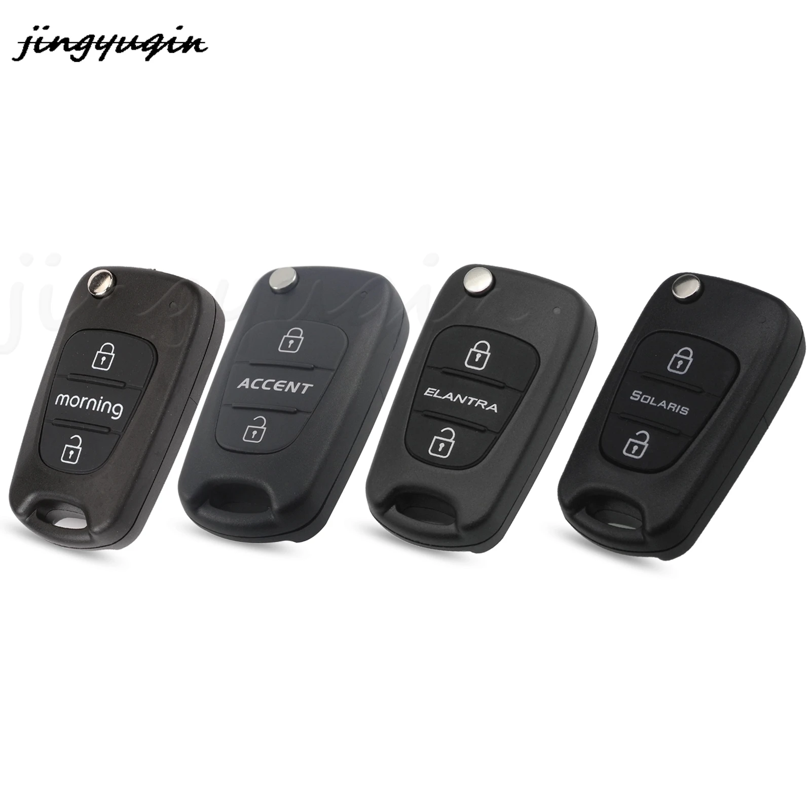 Jingyuqin-車のキーシェルケース,3つのボタンの交換,ヒュンダイ,ソラリス,エラントラフィット,起亜,朝,朝