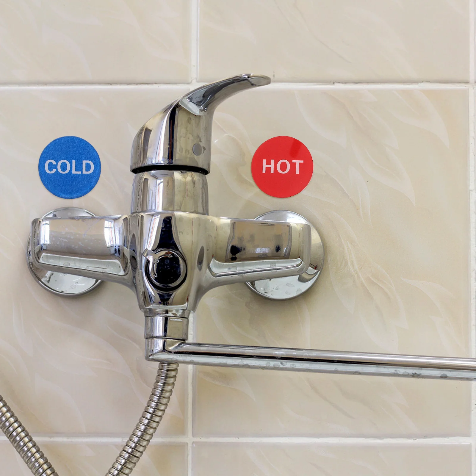 

4Pairs Hot Cold Water Labels Self Stick Bathroom Signs Red Blue Washroom Stickers Durable for Home Hotels Restroom Sign