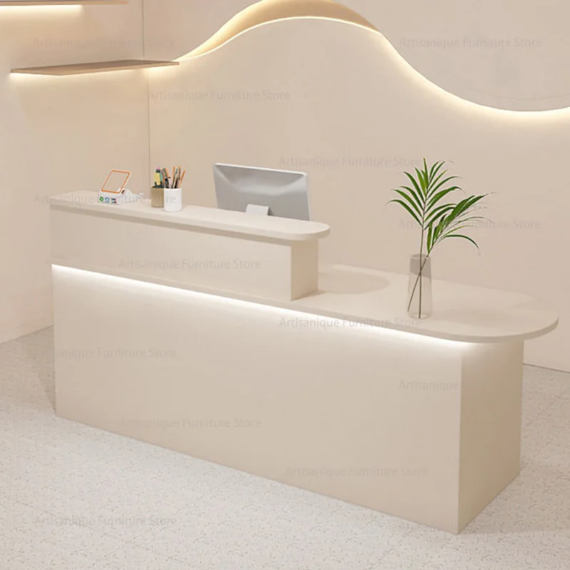 Elegant New Style Reception Desk Large Capacity Vintage Reception Counter Creative Modern Rezeptionstheke Office Furniture