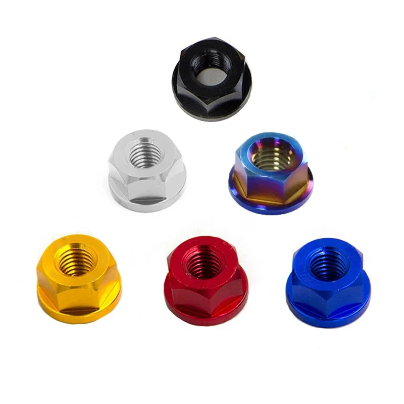 M8 M10 M12 M14 Universal Motorcycle CNC Anodized Rear Axle Flange Screw Bolt Nylon Hex Insert Lock Nut Locknuts Self-locking Nut