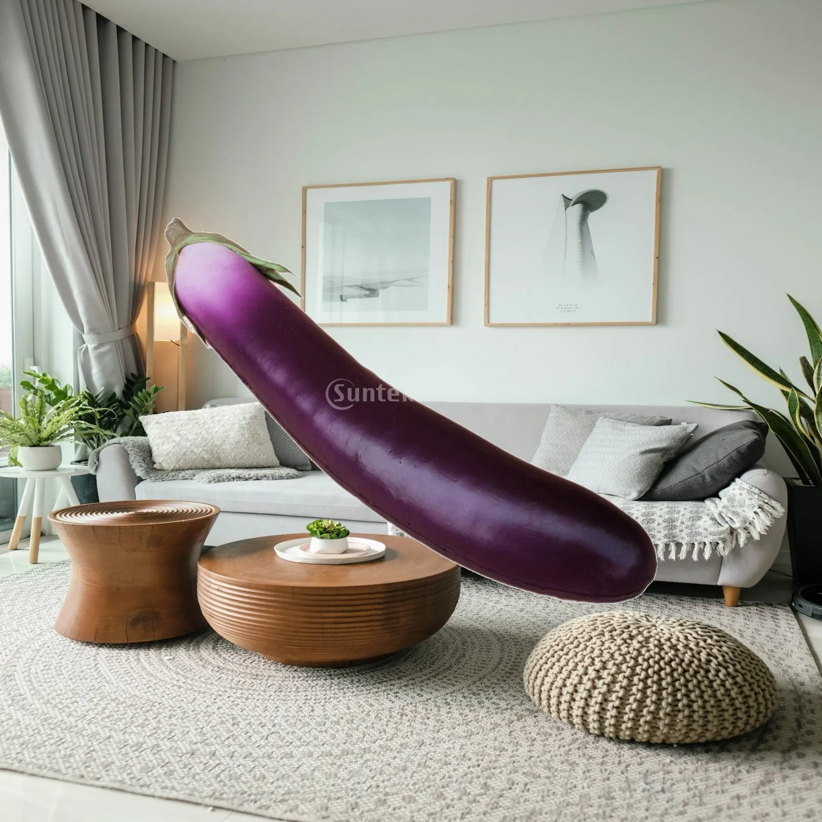 Decorative Artificial Plants on Offer Realistic Plastic Eggplant Model for Home Kitchen Exhibition and Teaching Aid